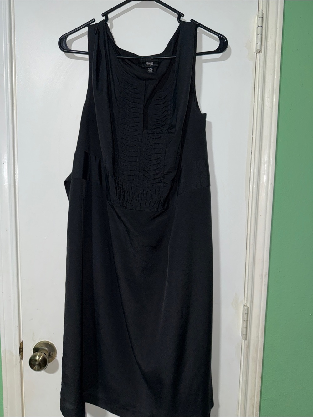 Sleeveless Black Midi Dress with Front Shirring